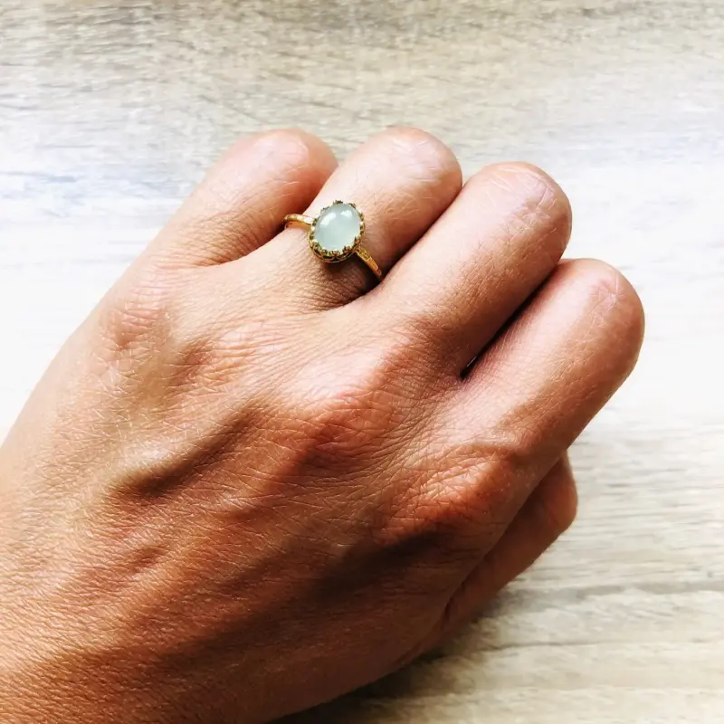 Bague réglable Margaux pierres naturelles argent doré – Image 4