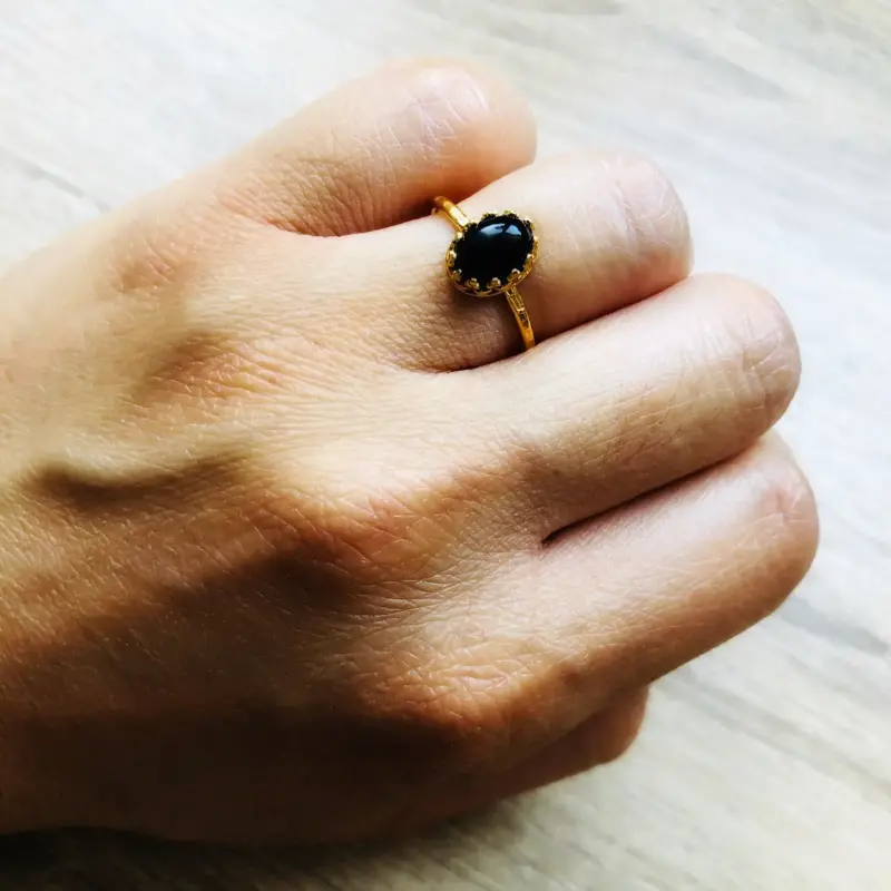 Bague réglable Margaux pierres naturelles argent doré – Image 5