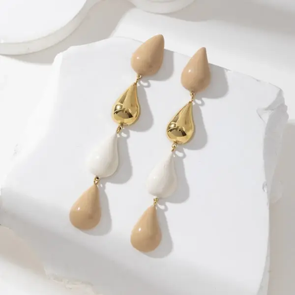 Boucle d'oreilles pendantes gouttes d'eau colorées - Kassie