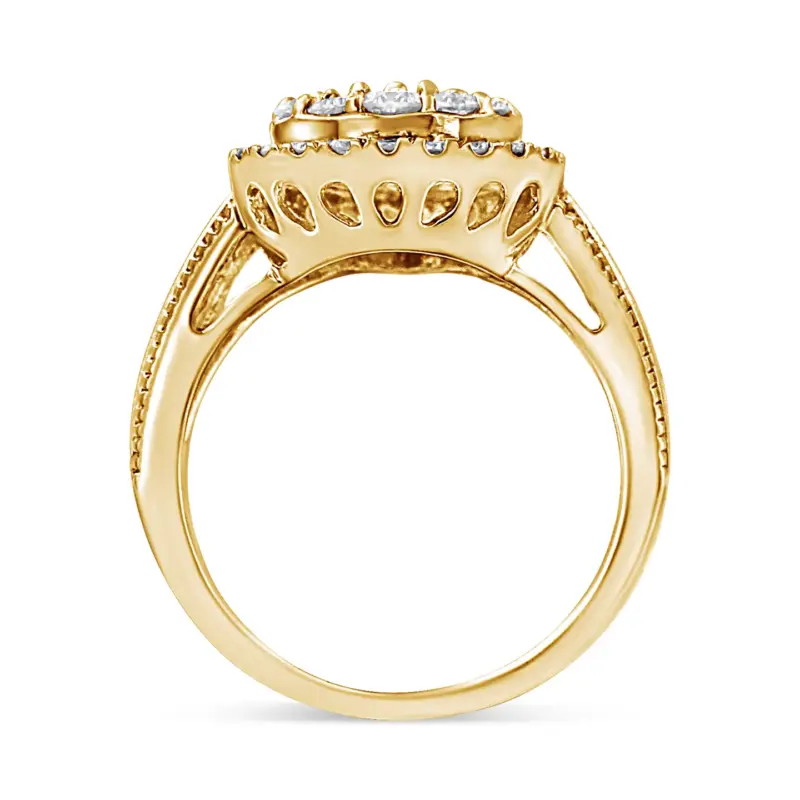 Bague cocktail en or jaune et argent avec diamants de 1 1/2 carat – Image 2