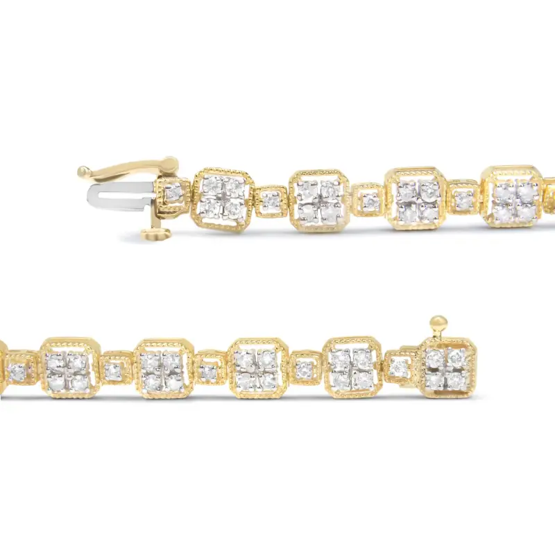 Bracelet à maillons carrés en or jaune 10 carats et diamants 2,0 carats – Image 3