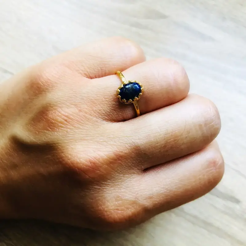 Bague réglable Margaux pierres naturelles argent doré – Image 3