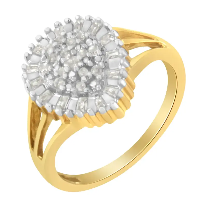 Bague cocktail en or jaune 10 ct avec diamants 1/4 carat – Image 3