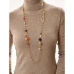 Long collier avec cristal précieux