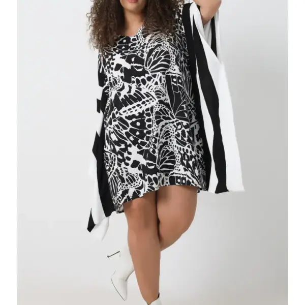 Robe oversize imprimé noir et blanc tissu oeko-tex