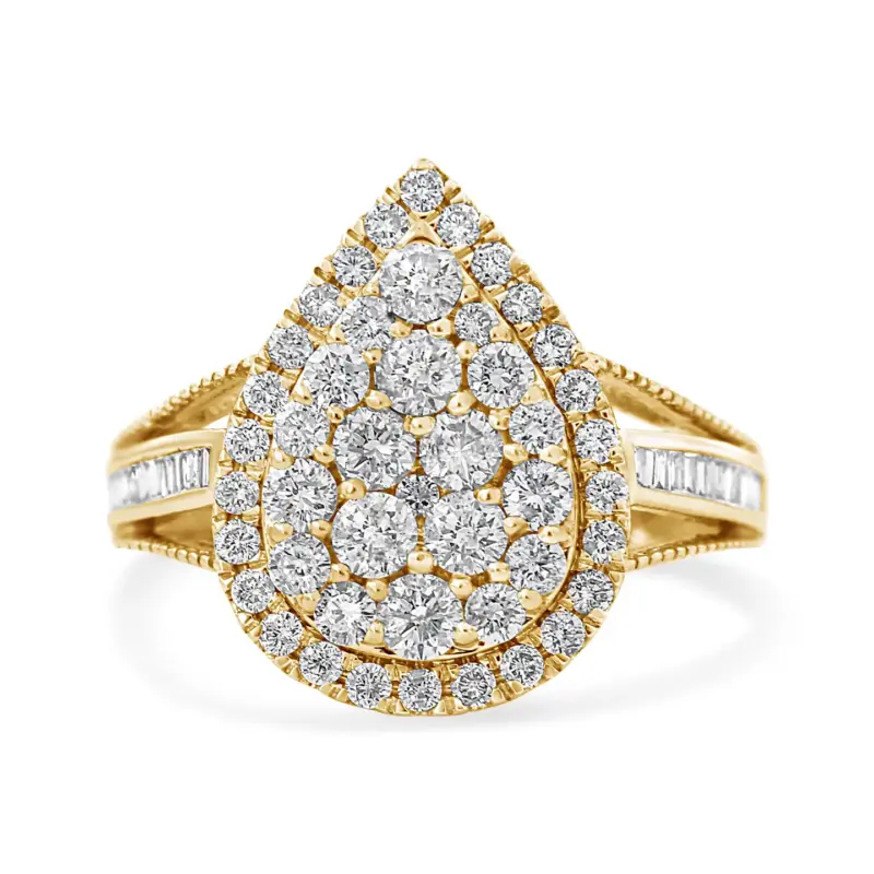 Bague cocktail en or jaune et argent avec diamants de 1 1/2 carat – Image 3