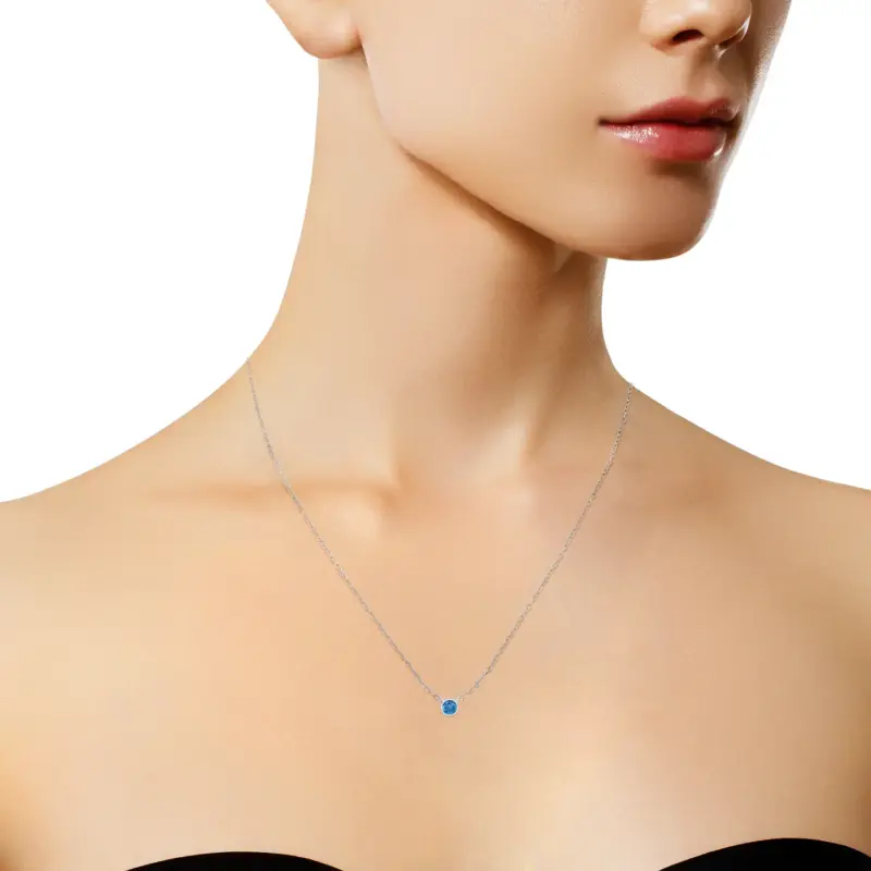 Collier avec pendentif diamant bleu en argent sterling de 40,6 à 45,7 cm (1/10 carat) – Image 2