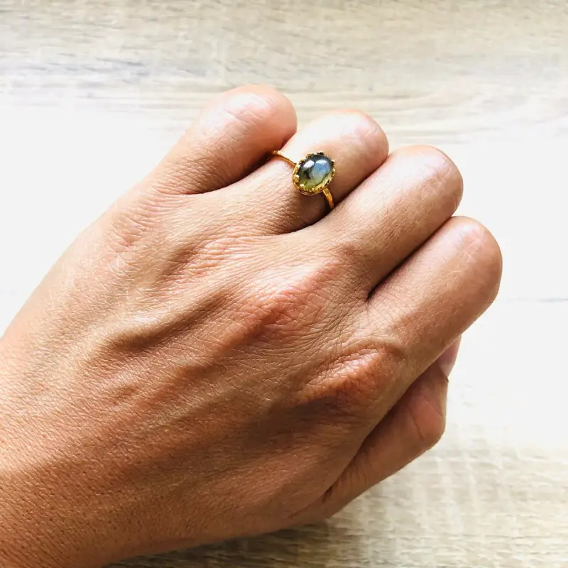 Bague réglable Margaux pierres naturelles argent doré – Image 7