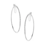 Boucles d'oreilles créoles de taille moyenne en argent sterling avec accent diamant