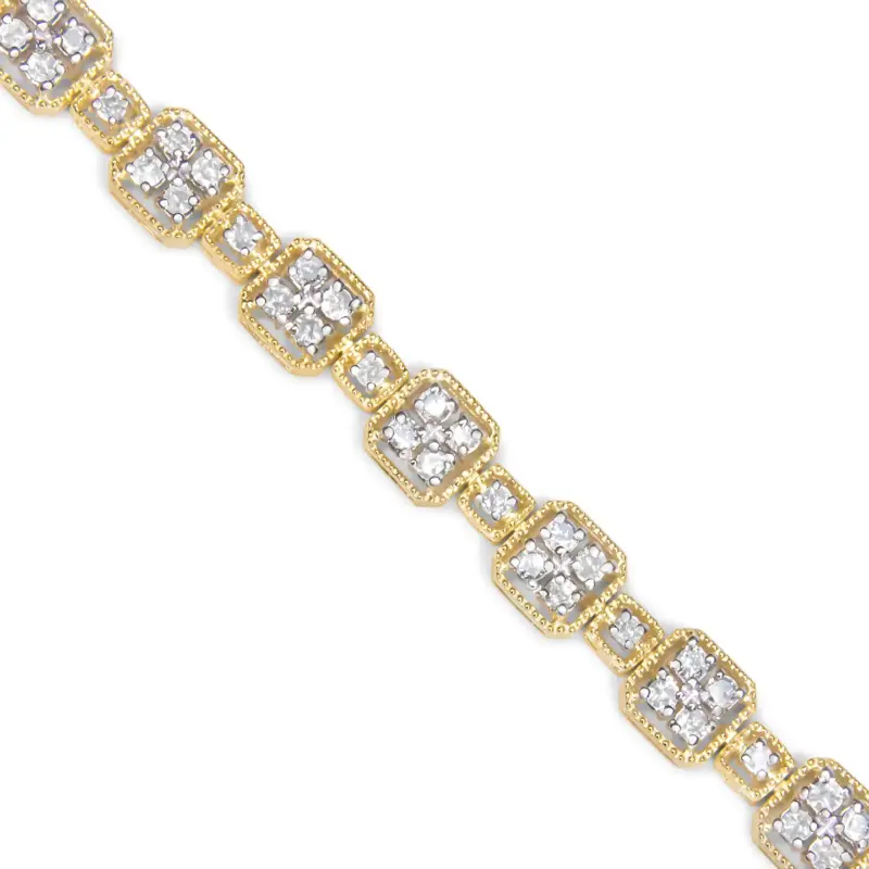 Bracelet à maillons carrés en or jaune 10 carats et diamants 2,0 carats – Image 4