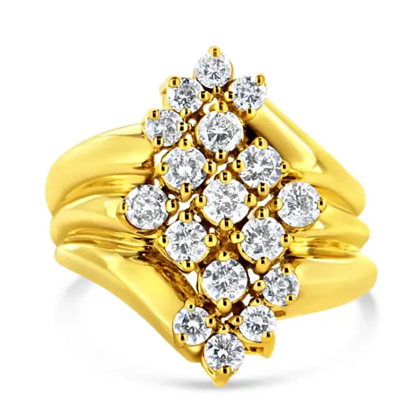 Bague de cocktail en or 10 ct sur argent et diamant 1 1/2 carat