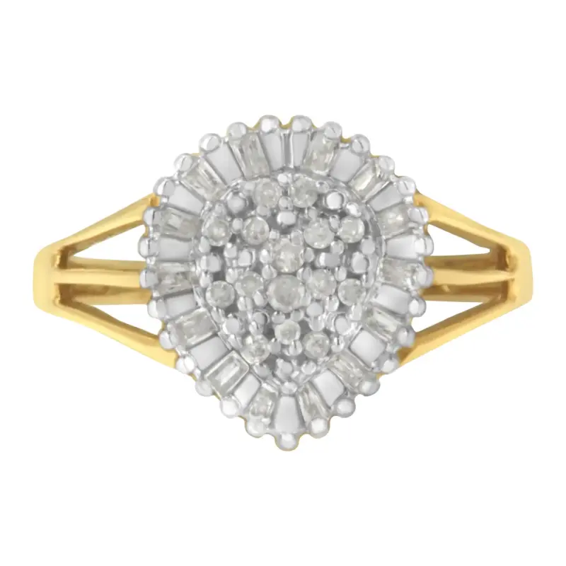 Bague cocktail en or jaune 10 ct avec diamants 1/4 carat – Image 4