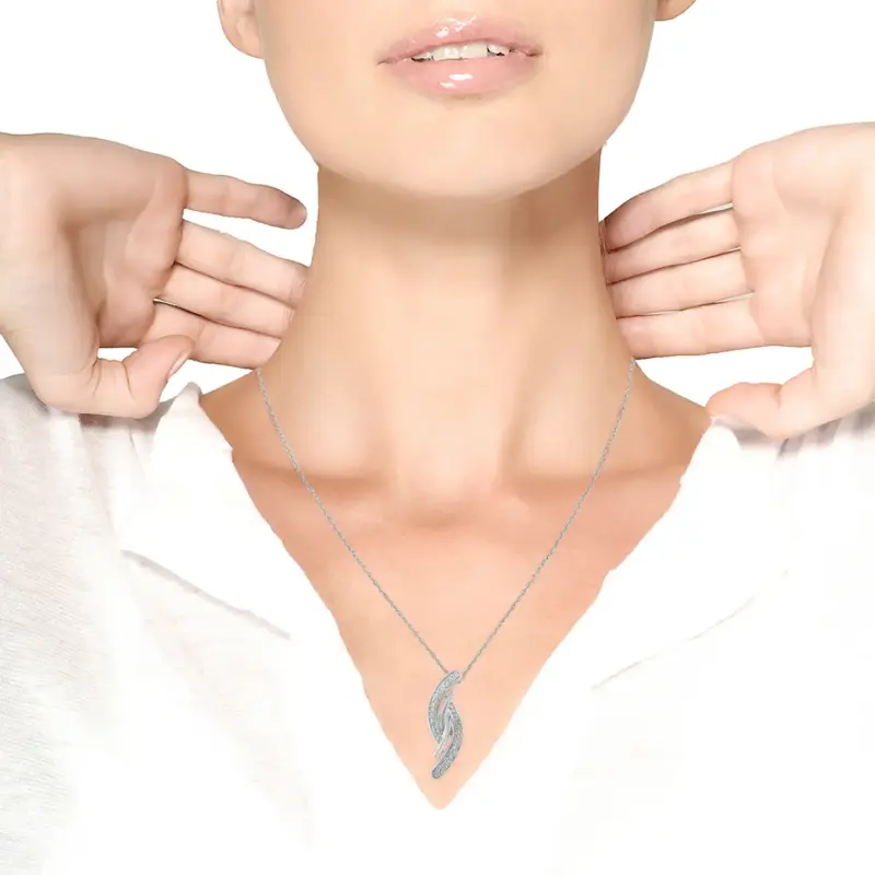 Collier avec pendentif en argent sterling orné de diamants (I-J, I3) – Image 3