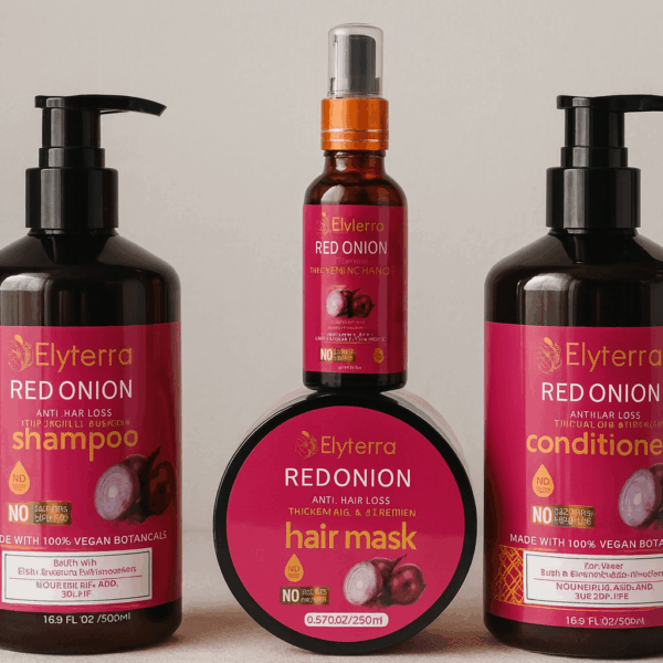 Shampoing, Après shampoing, Masque capillaire et huile anti-chute à l'Oignon Rouge